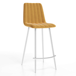 Стул барный Тибо (каркас Барный белый нубук коллекции Lamb горчичный)